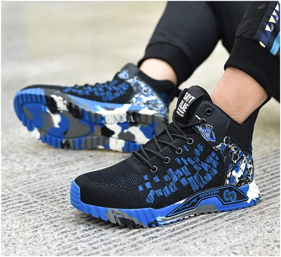 Men Women Indestructible Work Shoes，Lightweight Safety Shoes Slip Resistant Work Sneaker Breathable Puncture Proof Shoes，