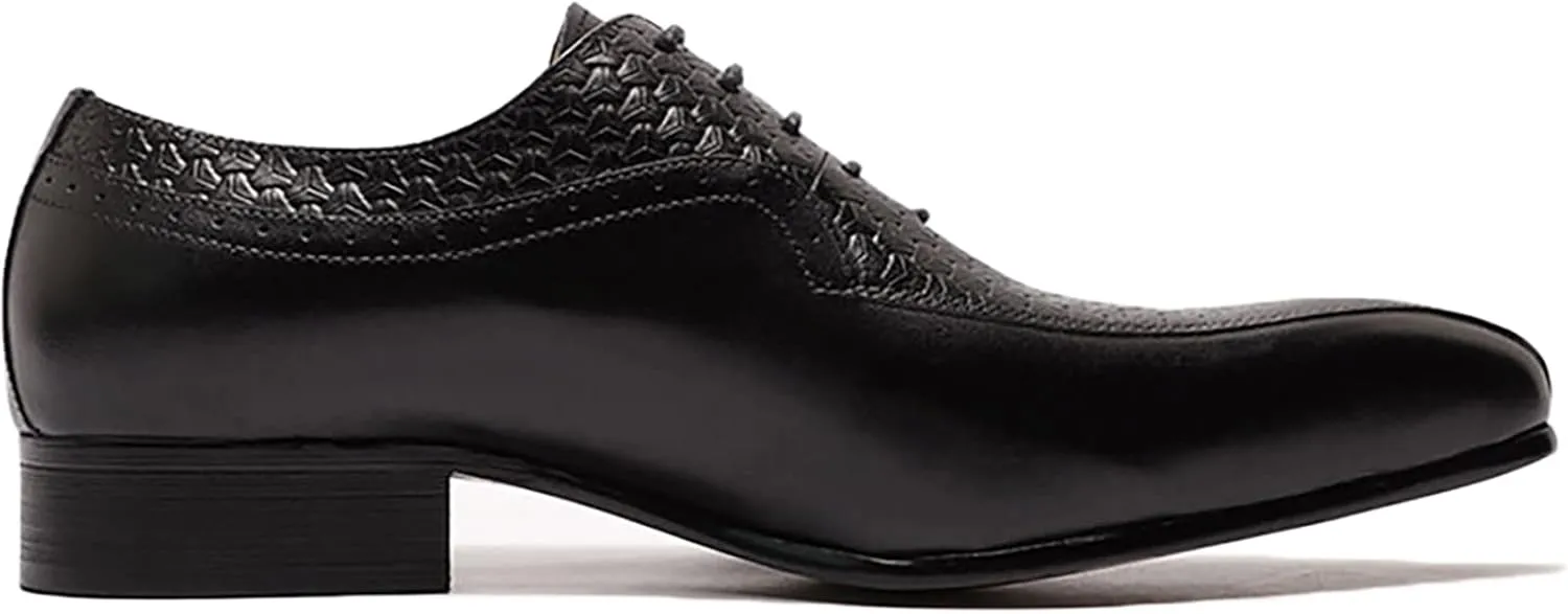 Men Work Uniform Leather Lace-ups Formal Dress Retro Oxfords Wedding Party Derbys Breathable,Black-40