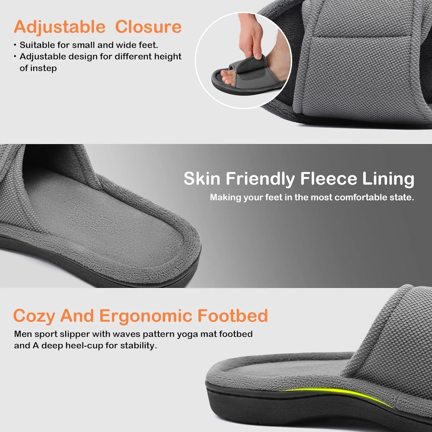 Men's Adjustable Wrap Memory Foam Slide Slipper
