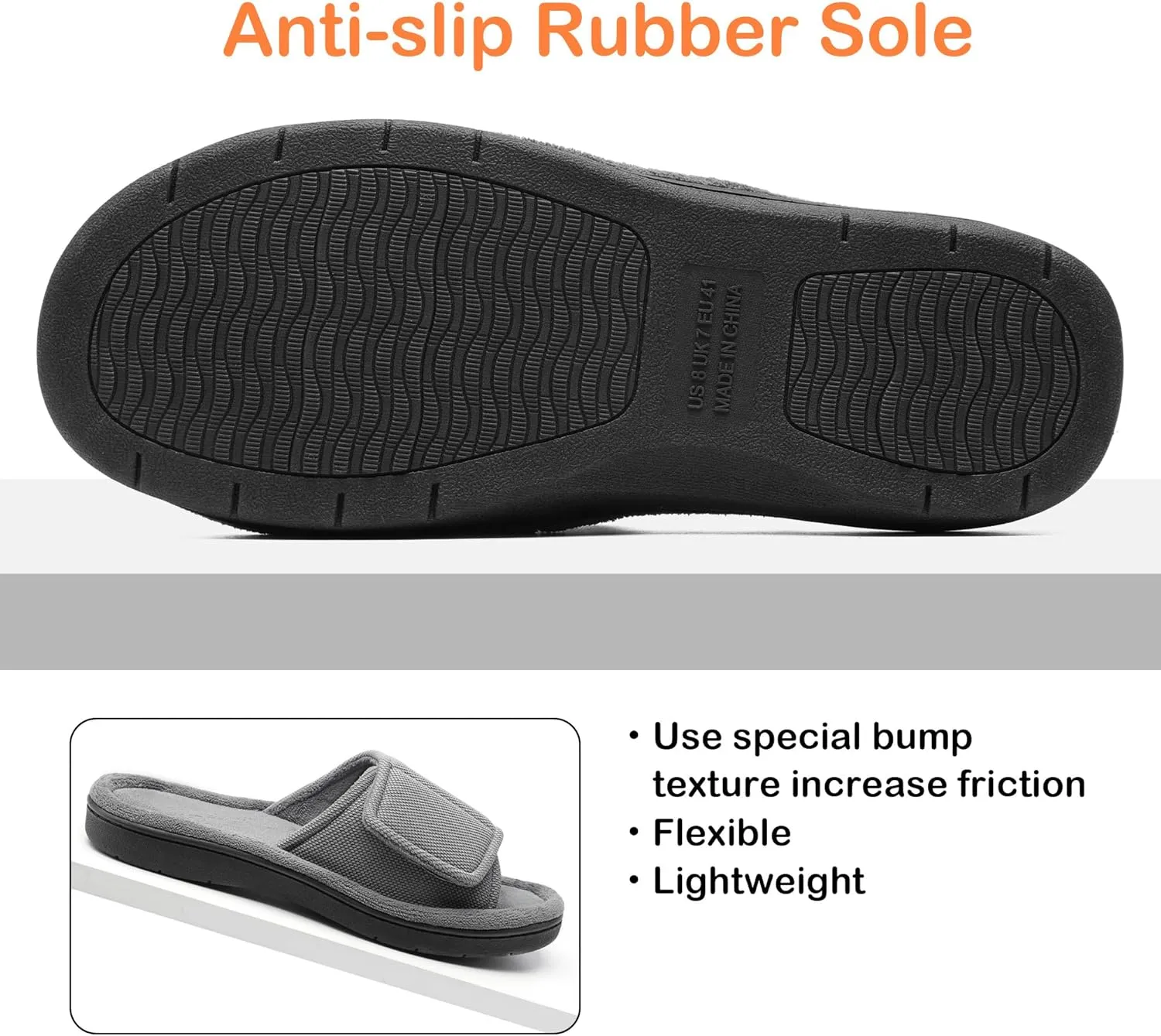 Men's Adjustable Wrap Memory Foam Slide Slipper