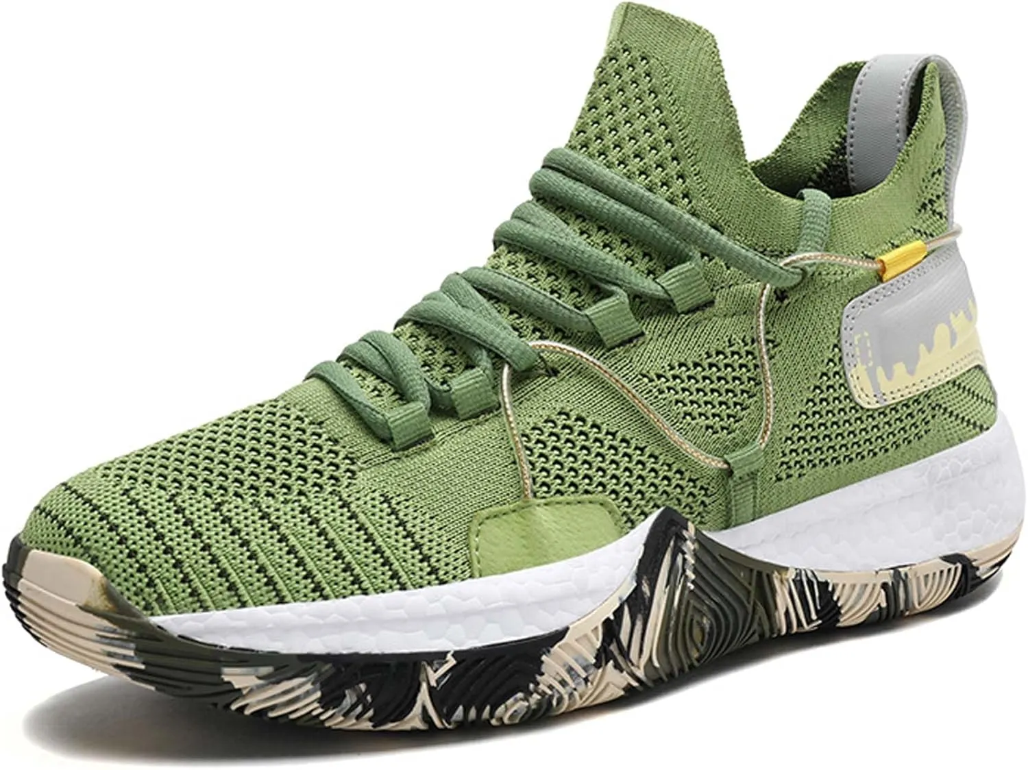 Mens and Womens Mesh Fabric Breathable Basketball Sneakers Mid Top Lace Up Casual Sneakers Non Slip and Breathable Fitness Training Shoes Lightweight Outdoor Hiking Shoes Baseball Sneakers