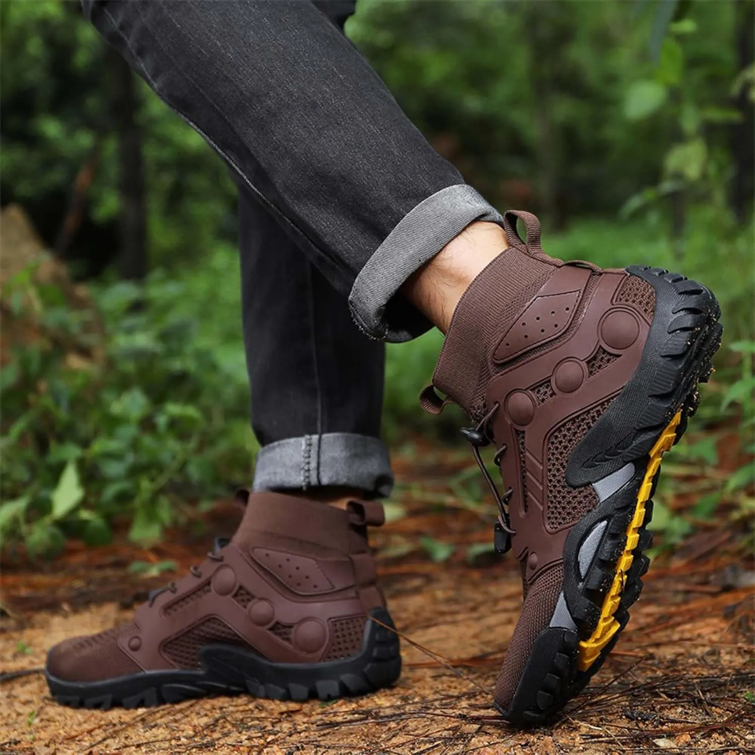 Men's Anti-Slip Climbing Shoes Breathable Lightweight Sports Barefoot Hiking Shoes Quick-Drying Mesh Sports Water Shoes Outdoor Camping Adventure Travel Backpacking Shoes-5-14 US Size