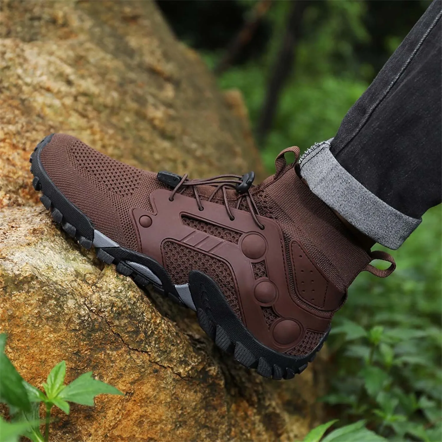 Men's Anti-Slip Climbing Shoes Breathable Lightweight Sports Barefoot Hiking Shoes Quick-Drying Mesh Sports Water Shoes Outdoor Camping Adventure Travel Backpacking Shoes-5-14 US Size