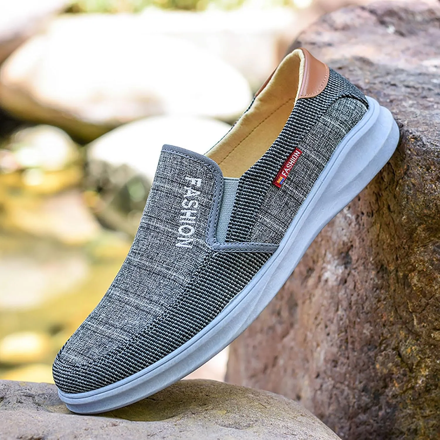 Men's Arch Support Insole Shoes Comfortable Breathable Lightweight Tennis Shoe Lightweight Elderly Slip on Shoes