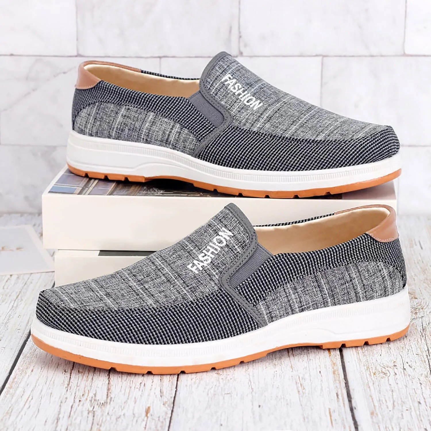 Men's Arch Support Insole Shoes Comfortable Breathable Lightweight Tennis Shoe Lightweight Elderly Slip on Shoes