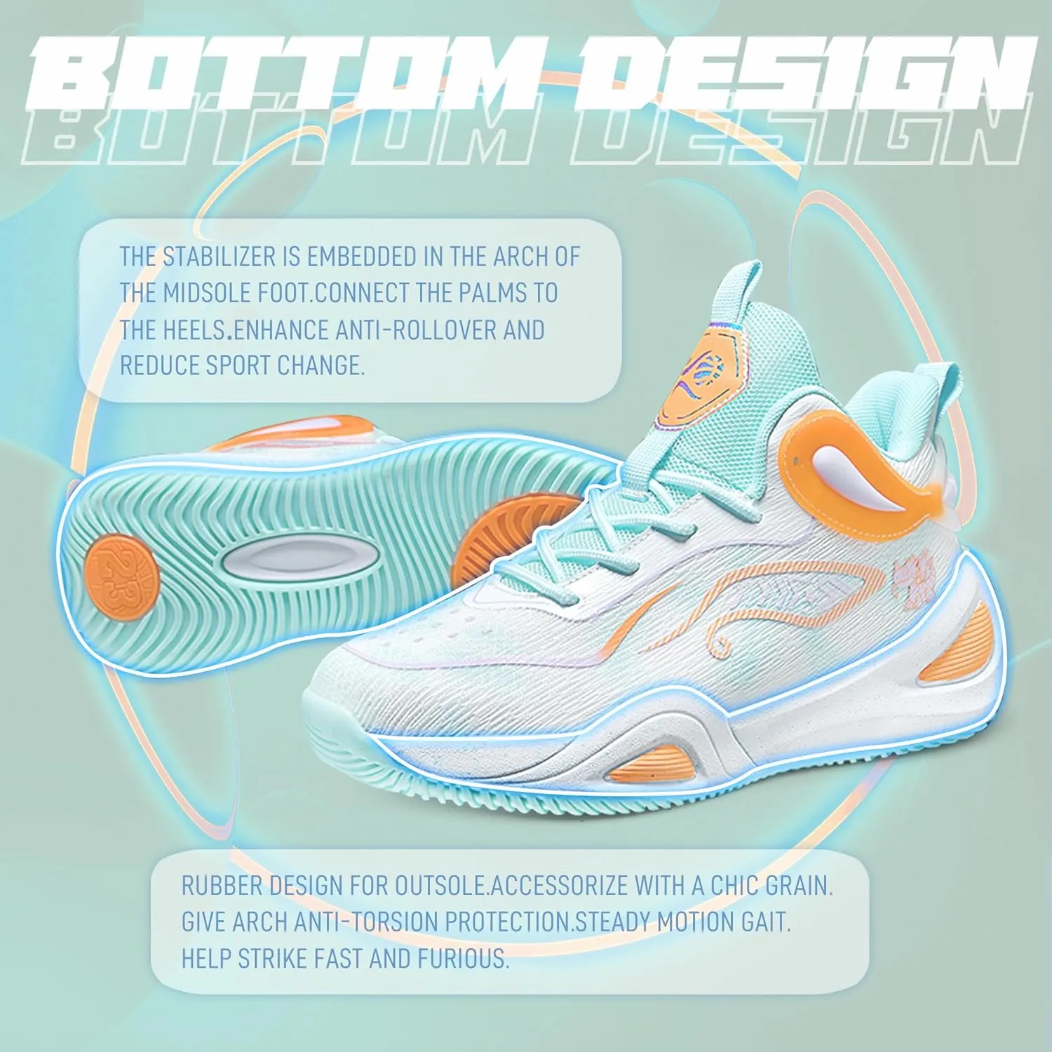 Men's Basketball Shoes Fashionable Breathable Anti Slip Sports Shoes Outdoor Running Fitness Training Shoes