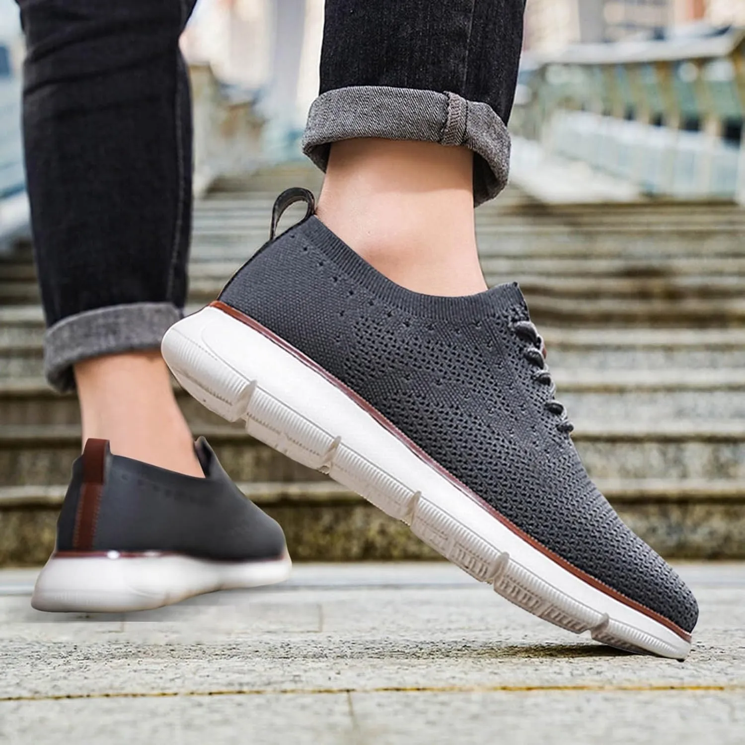 Men's Breathable Mesh Running Shoes Casual Sneaker Mesh Breathable Walking Shoe Men's Comfortable Barefoot Shoes