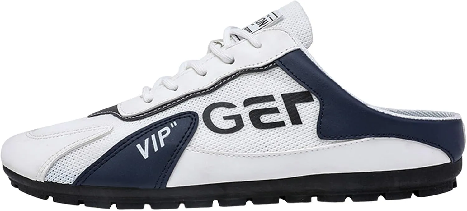 Men's Breathable Mesh Slippers Fashion Versatile Casual Shoes Lightweight Comfort Half Cap Toe Hiking Slippers Fuzzy Men