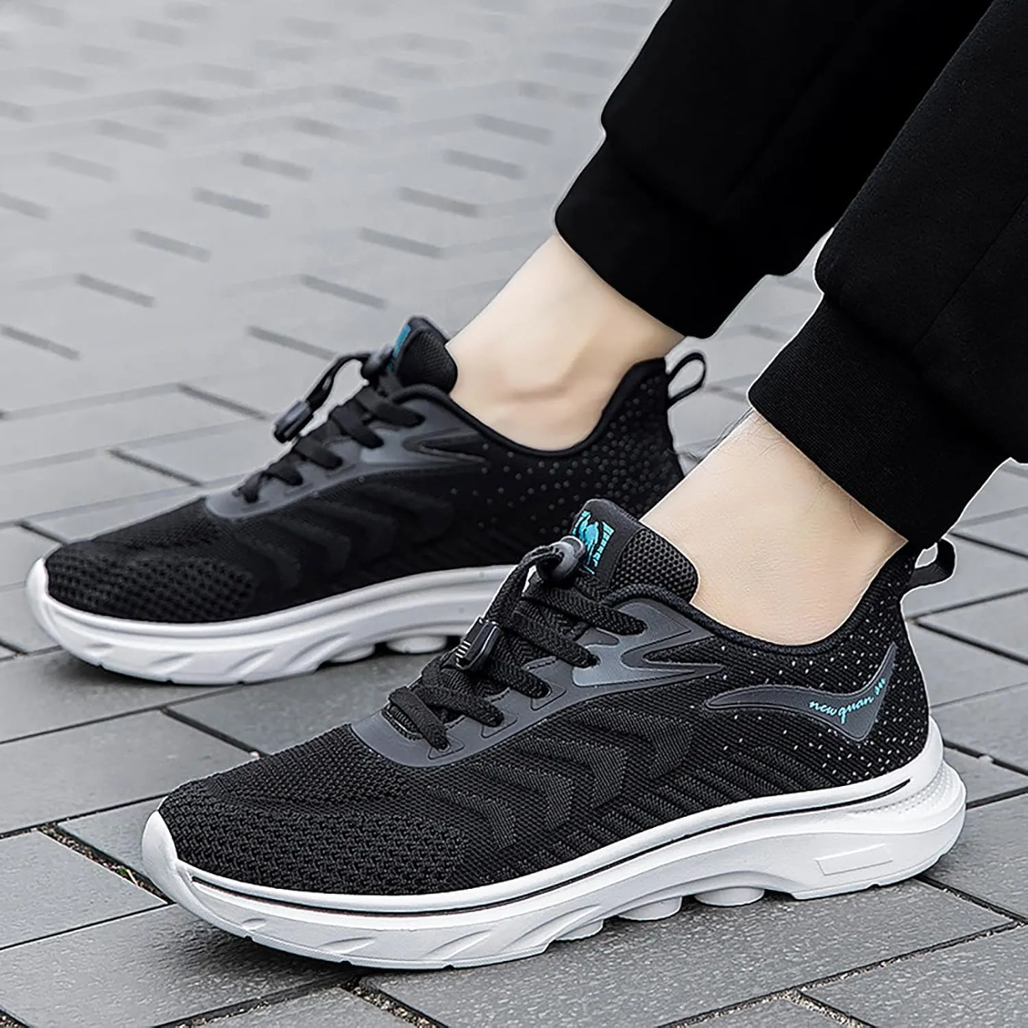 Men's Breathable Stretch Workout Shoes Lightweight Breathable Walking Shoe Gym Tennis Athletic Fashion Sneakers