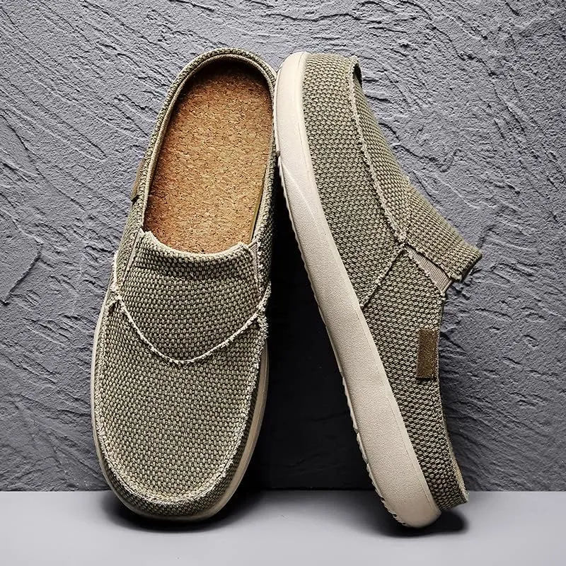 Mens Canvas Slippers Slip On Casual Loafers Shoes Outdoor Indoor House Slipper for Men Slide Clog