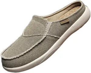 Mens Canvas Slippers Slip On Casual Loafers Shoes Outdoor Indoor House Slipper for Men Slide Clog