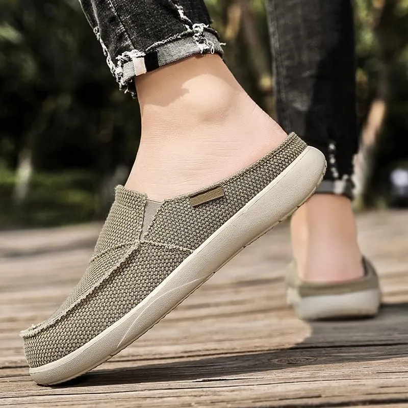 Mens Canvas Slippers Slip On Casual Loafers Shoes Outdoor Indoor House Slipper for Men Slide Clog