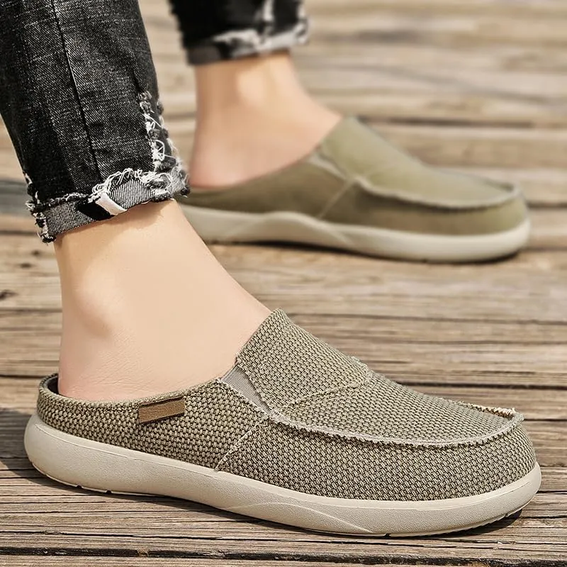 Mens Canvas Slippers Slip On Casual Loafers Shoes Outdoor Indoor House Slipper for Men Slide Clog