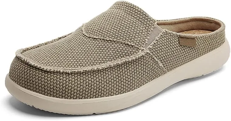 Mens Canvas Slippers Slip On Casual Loafers Shoes Outdoor Indoor House Slipper for Men Slide Clog