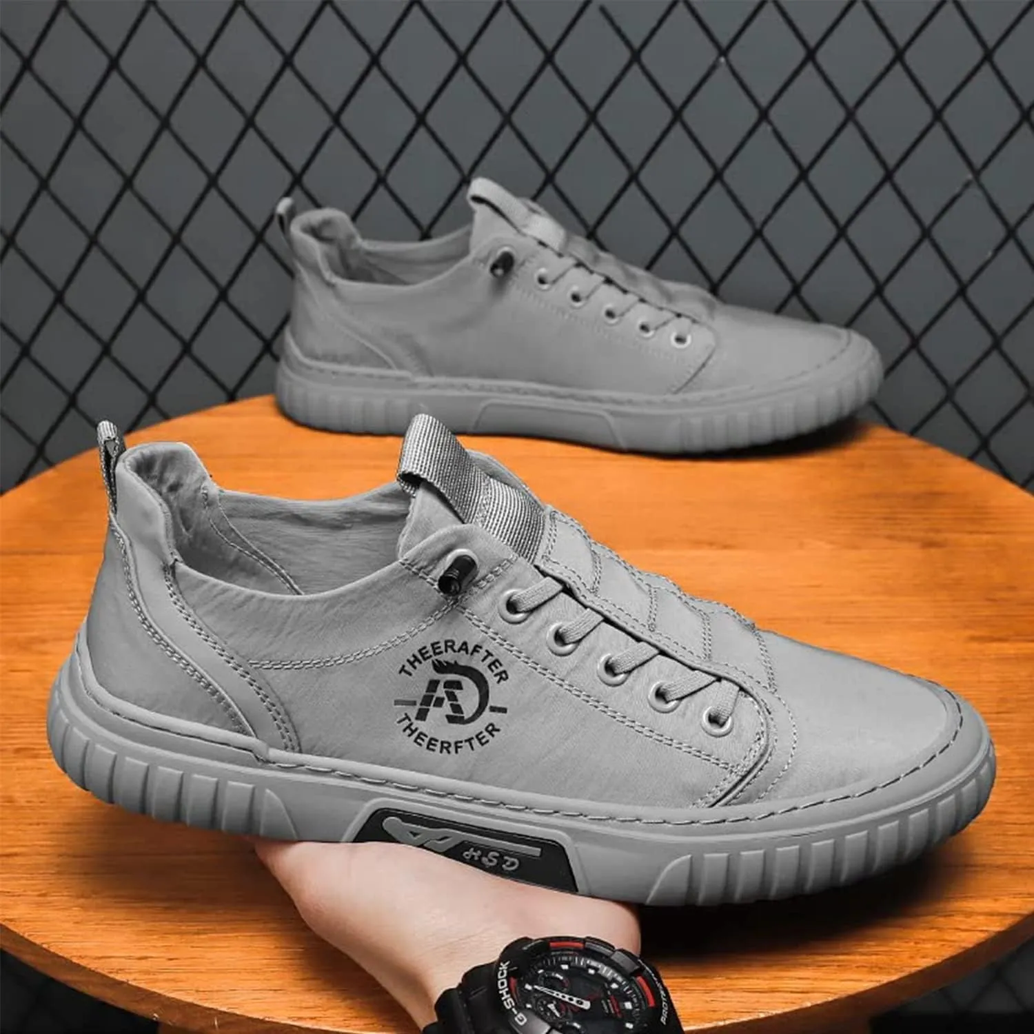 Men's Casual Breathable Shoes Sneakers for Men Summer Casual Breathable Men's Shoes Mens Outdoor Non Slip Low Top Sport Jogging Shoes (Grey,9.5)