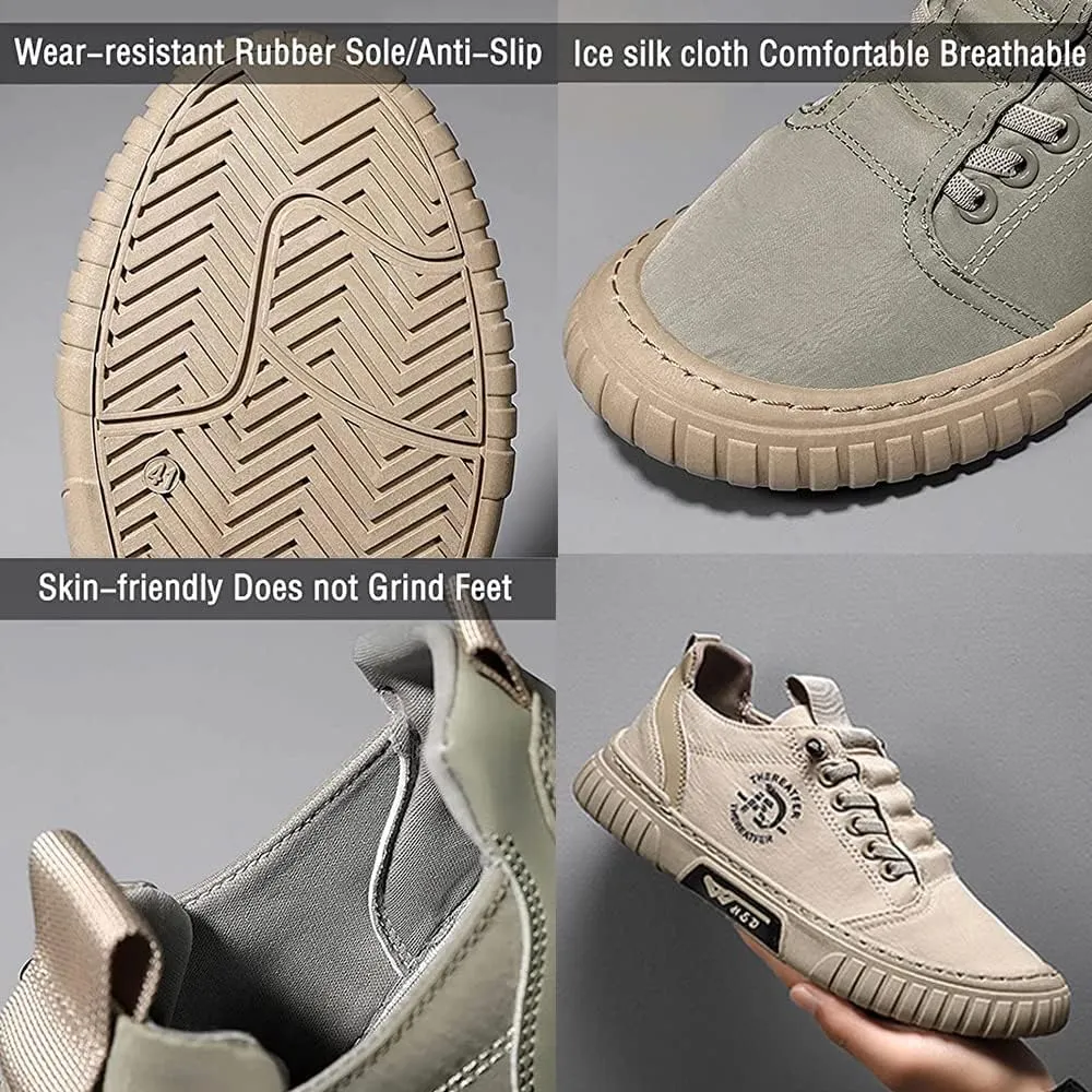 Men's Casual Breathable Shoes Sneakers for Men Summer Casual Breathable Men's Shoes Mens Outdoor Non Slip Low Top Sport Jogging Shoes (Grey,9.5)