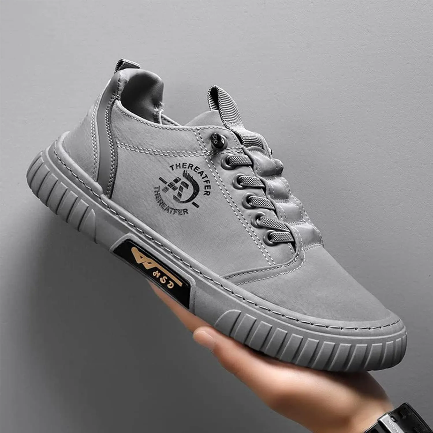 Men's Casual Breathable Shoes Sneakers for Men Summer Casual Breathable Men's Shoes Mens Outdoor Non Slip Low Top Sport Jogging Shoes (Grey,9.5)