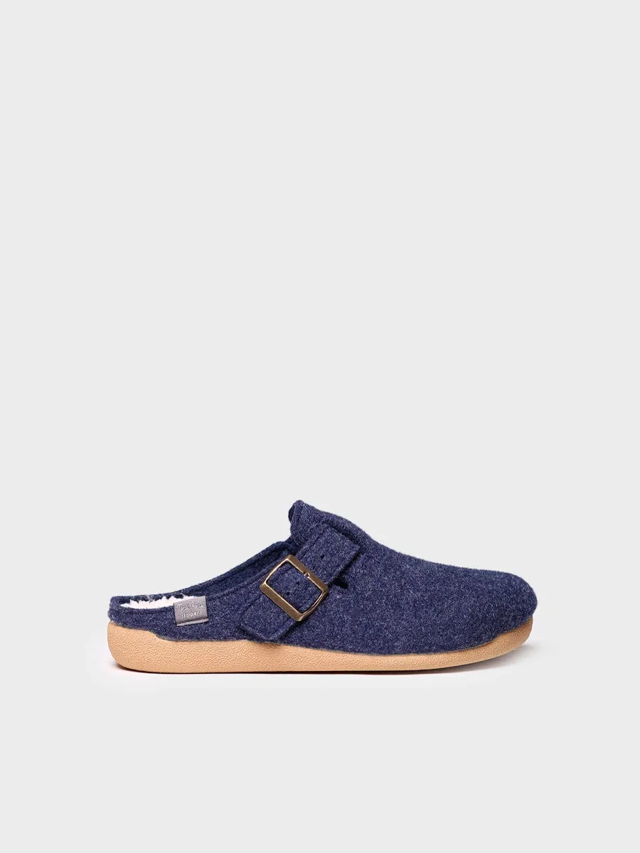 Men's clog-style slipper in felt in Blue - NORTON-FP