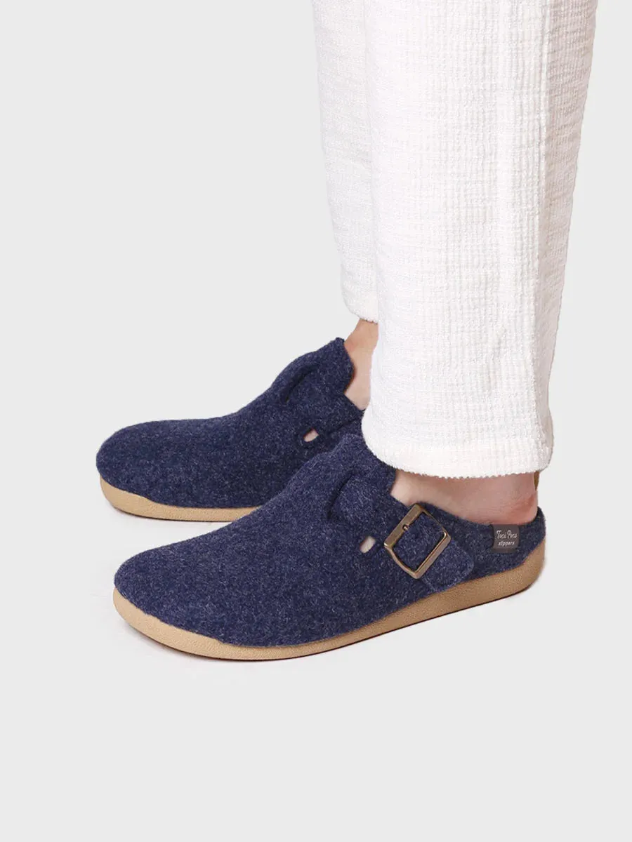 Men's clog-style slipper in felt in Blue - NORTON-FP