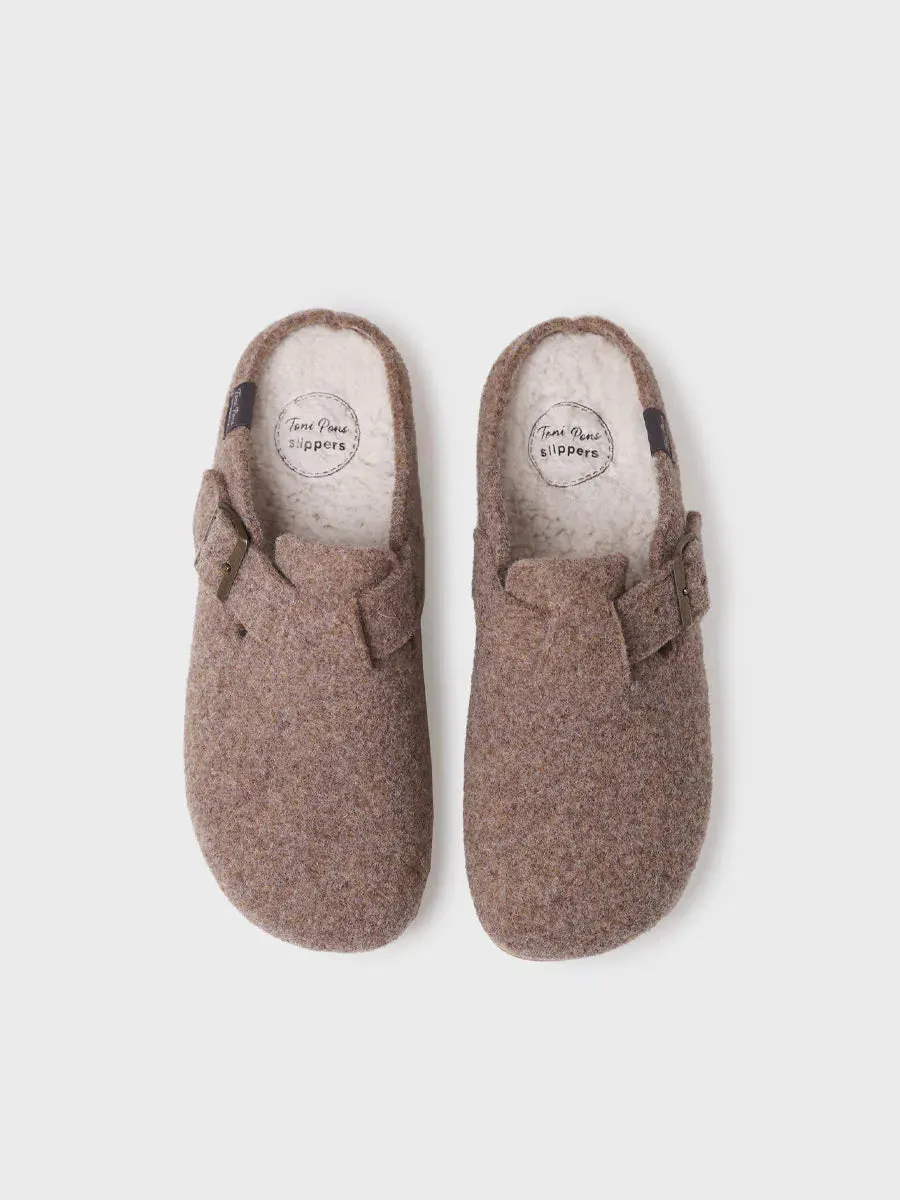Men's clog-style slipper in felt in Blue - NORTON-FP