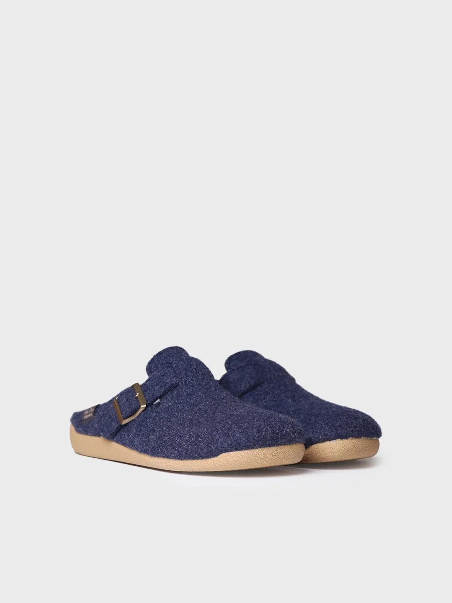 Men's clog-style slipper in felt in Blue - NORTON-FP