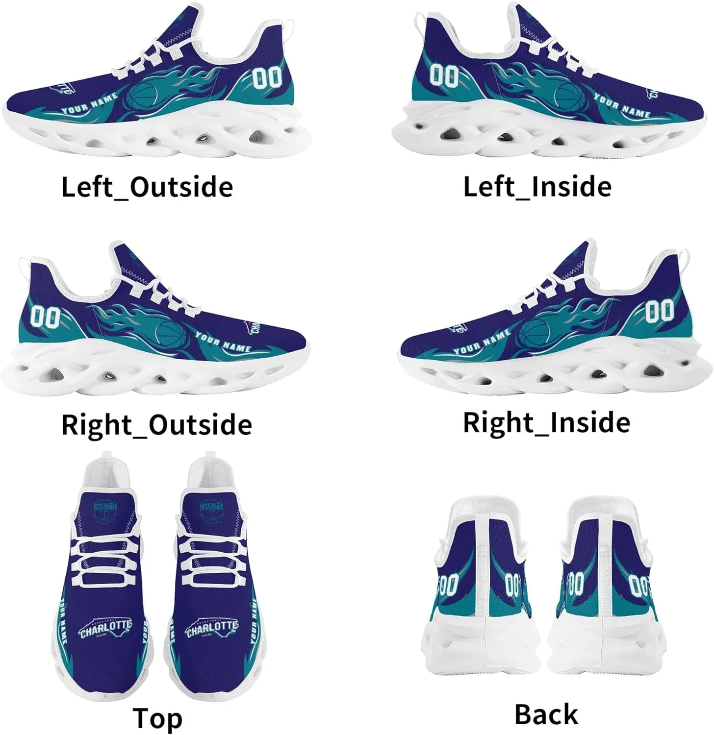Men's Custom Basketball Flex Control Sneakers Personalized Breathable Fan Gift Name Number Workout Athletic Gym Slip-on Shoes
