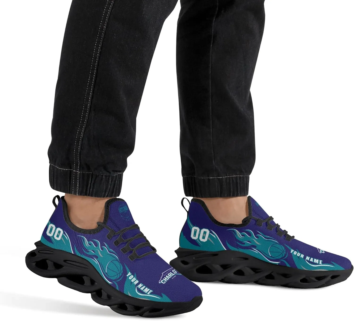 Men's Custom Basketball Flex Control Sneakers Personalized Breathable Fan Gift Name Number Workout Athletic Gym Slip-on Shoes