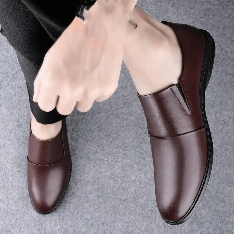Mens Derby Shoes Slip-ons Loafers Wedding Breathable Polishing Leather Oxfords