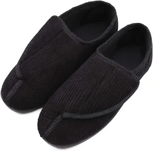 Mens Diabetic Slippers Extra Wide Memory Foam Comfort House Shoes with Adjustable Closure for Swollen Feet, Edema, Arthritis, Elderly Indoor/Outdoor