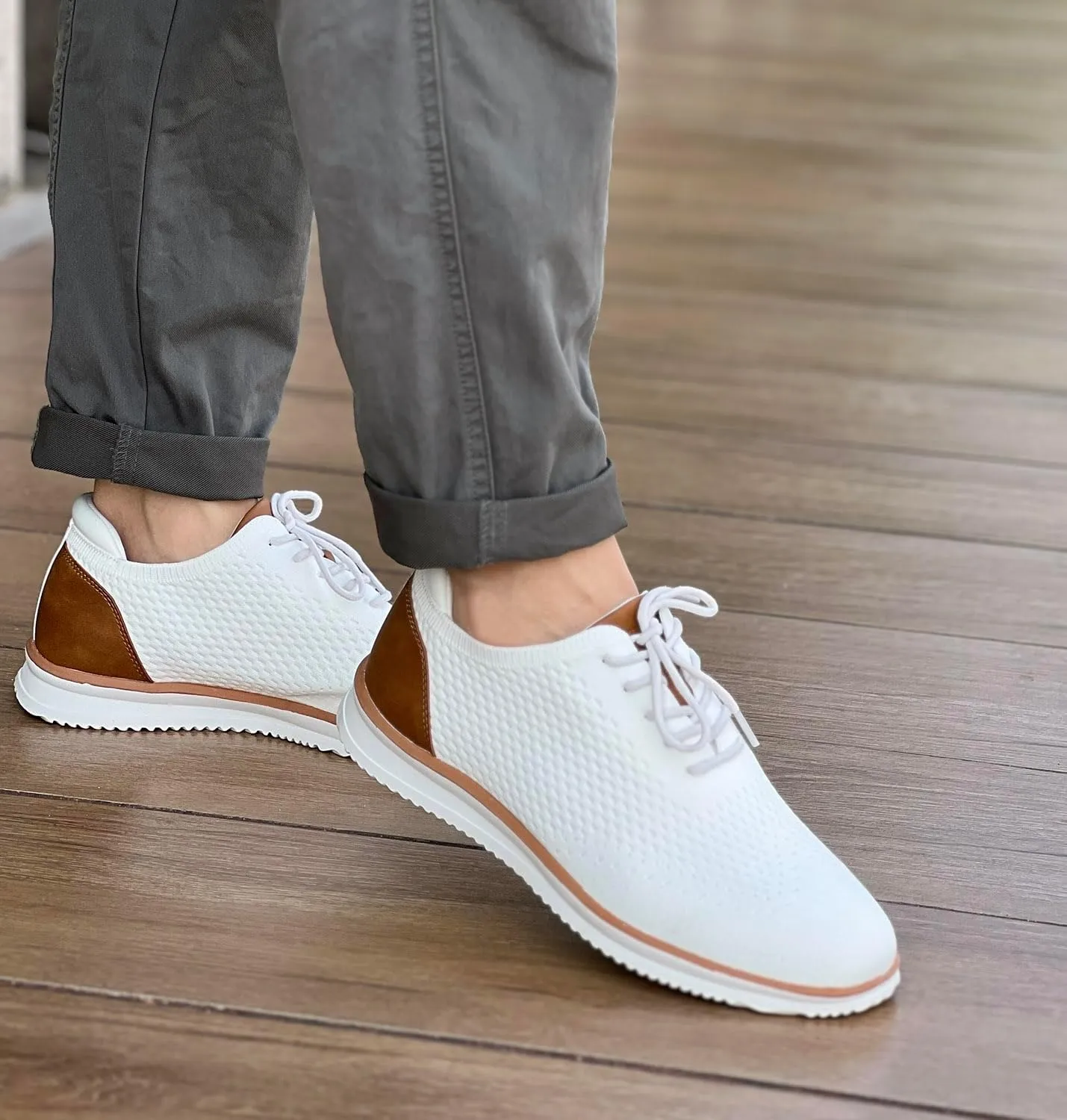 Men's Fashion Dress Sneakers Casual Walking Shoes Business Oxfords Mesh Comfortable Lightweight Breathable Tennis Lace-Up