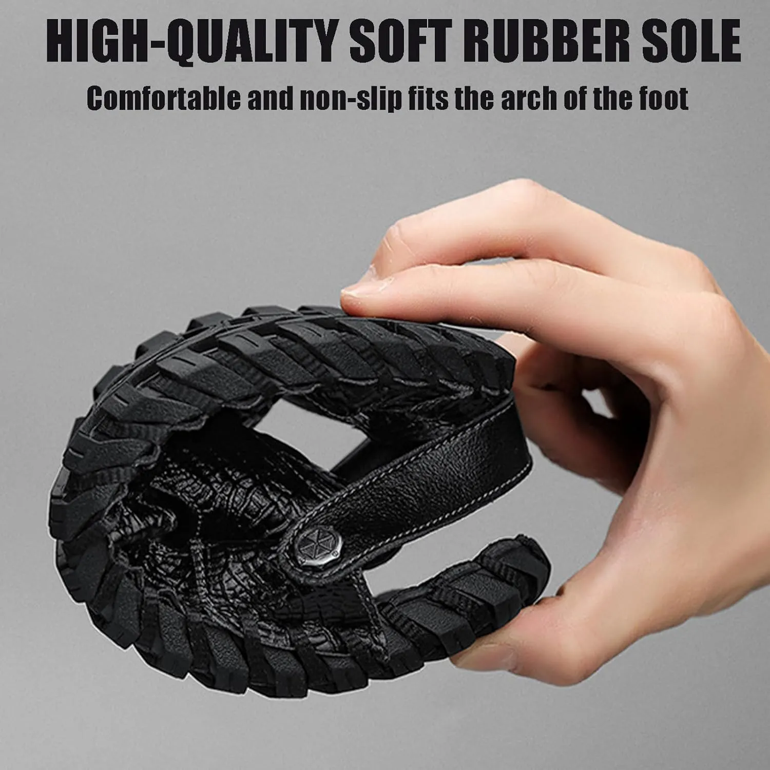 Men's Handmade Genuine Leather Closed Two uses Mule Sandals Fashion Alligator Printed Slip-on Adjustable Fisherman Non-Slip Beach Slide Sandals