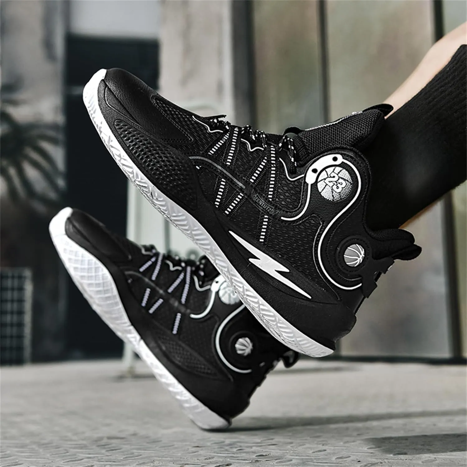 Mens High Top Basketball Shoes Streetball Breathable Non Slip Outdoor Sneakers Cushioning Workout Running Shoes for Fitness Tennis Shoes
