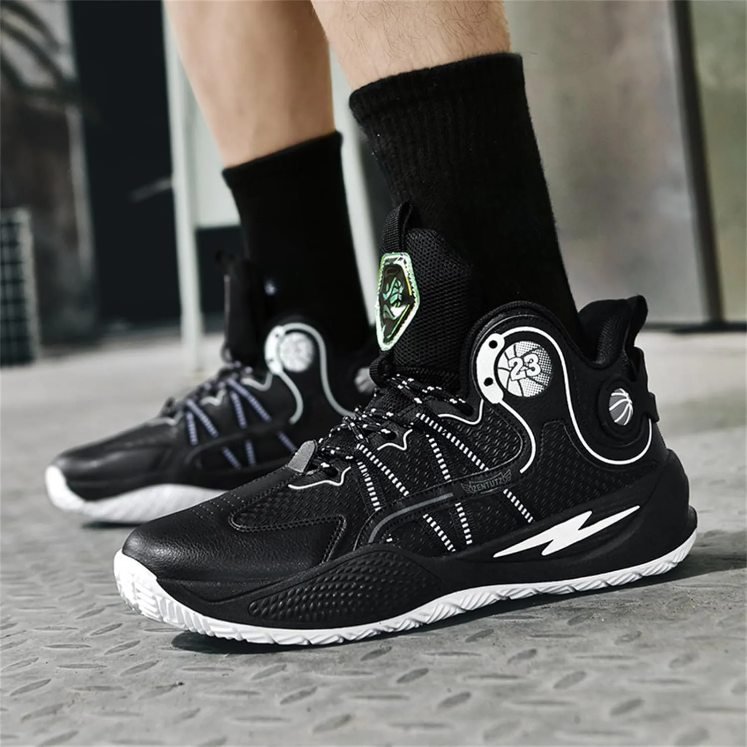 Mens High Top Basketball Shoes Streetball Breathable Non Slip Outdoor Sneakers Cushioning Workout Running Shoes for Fitness Tennis Shoes