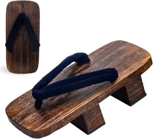 Men's Japanese Wooden Geta Sandals, Beach Flip Flops Men,Classic Fashion Mens Cosplay Geta Clogs Slippers, Geta Clogs Sandals Flip Flop Anti-Slip Platform Shoes