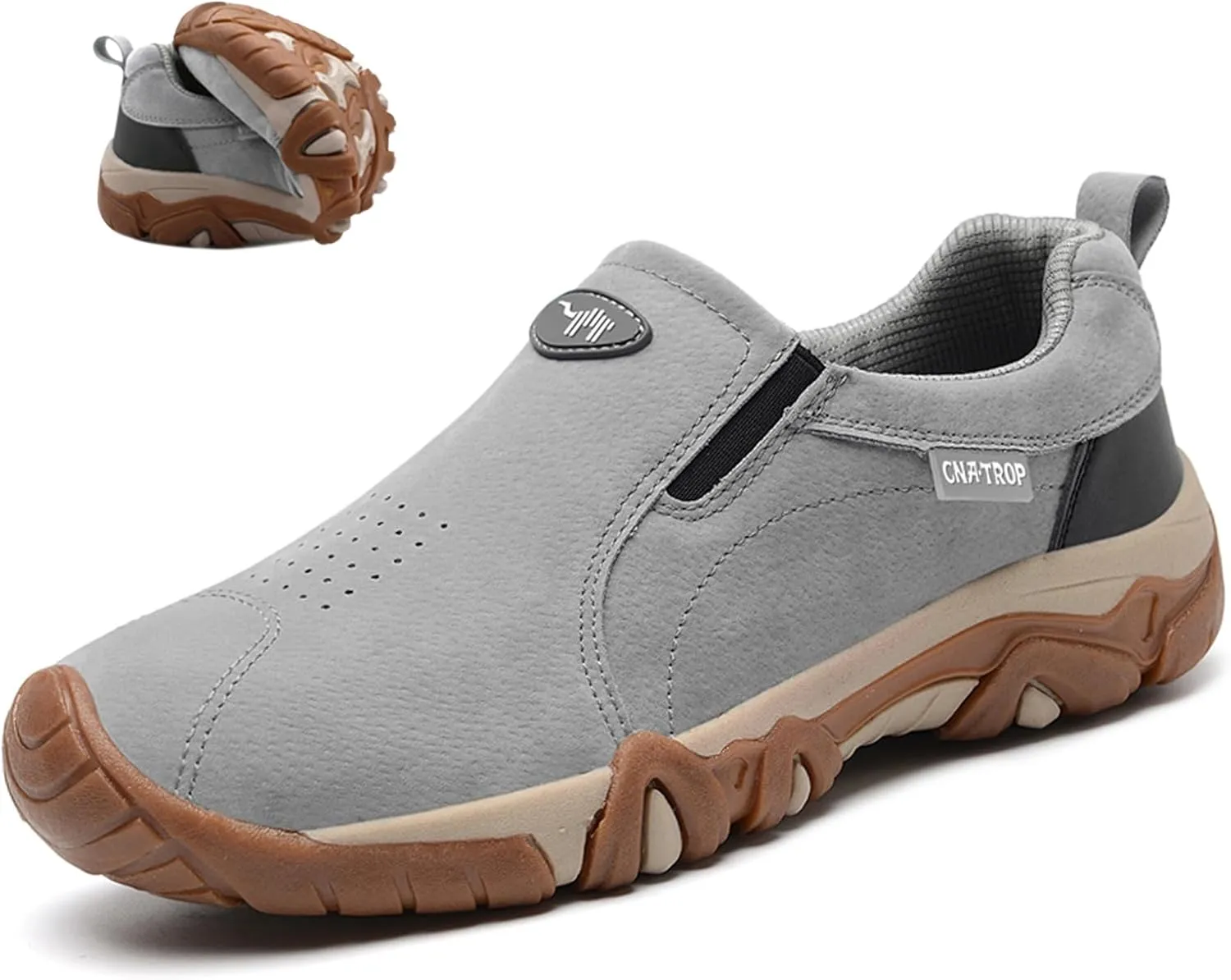 Men's Leather Slip-On Orthopedic Loafers Casual Non-Slip Platform Outdoor Walking Sneakers with Arch Support Lightweight Breathable Driving Boat Shoes