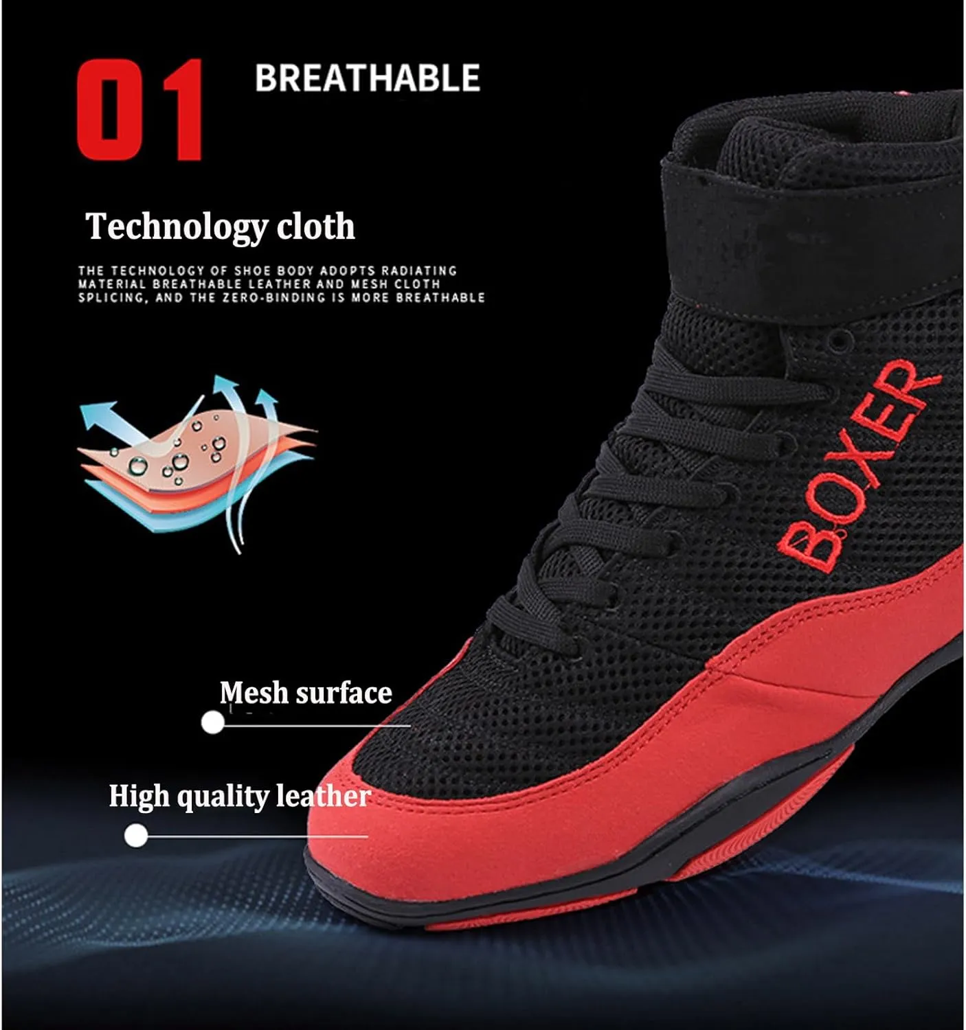 Mens' Lightweight Wrestling Shoes Unisex Breathable Fitness Shoes for Wrestling Boxing Weightlifting