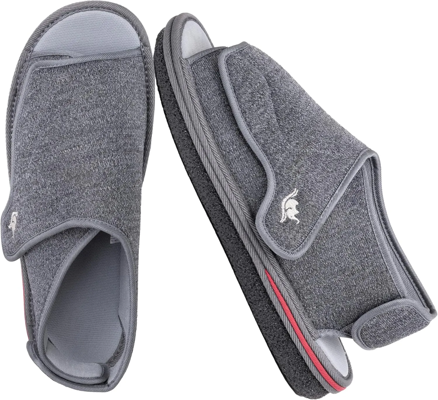 Mens Memory Foam Diabetic Slippers with Adjustable Closure, Extra Wide Comfy Warm Plush Fleece Arthritis Edema Swollen Diabetic House Shoes Machine Washable with Anti Slip Sole