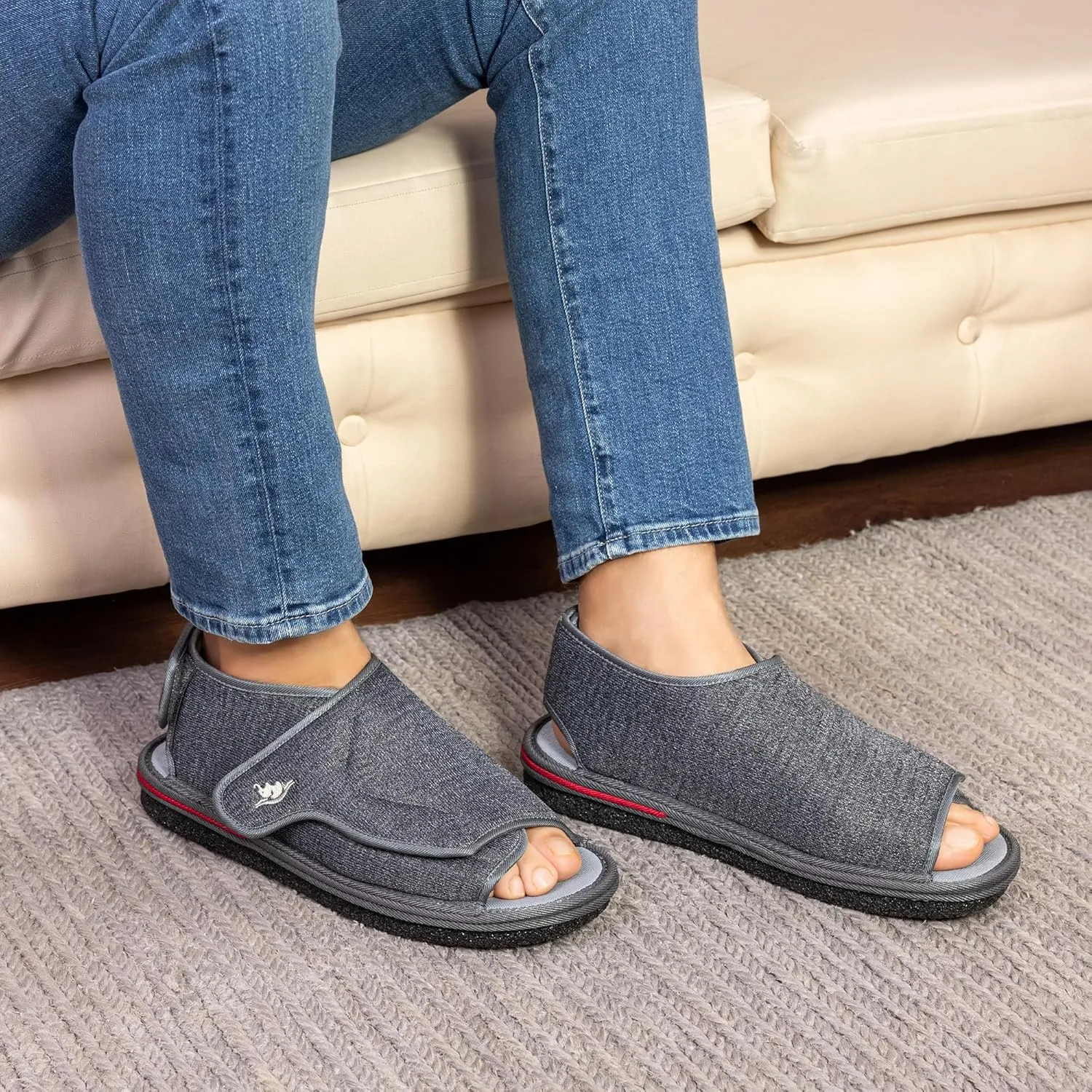 Mens Memory Foam Diabetic Slippers with Adjustable Closure, Extra Wide Comfy Warm Plush Fleece Arthritis Edema Swollen Diabetic House Shoes Machine Washable with Anti Slip Sole