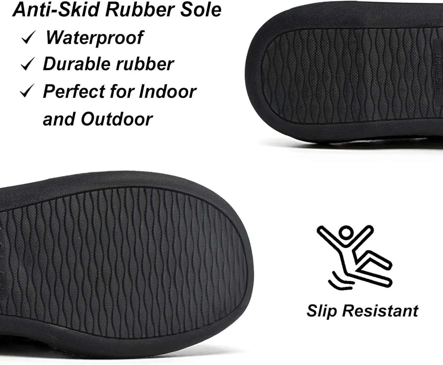 Mens Memory Foam Slipper, Slip on Cozy Slippers for Man, Warm Flannel Machine Washable House Slippers Indoor Outdoor