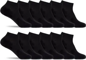 Mens Multipack of Ultra Thin & Lightweight Ankle Socks, Assorted Colors, Pack of 12 or 24 Pairs in Bulk