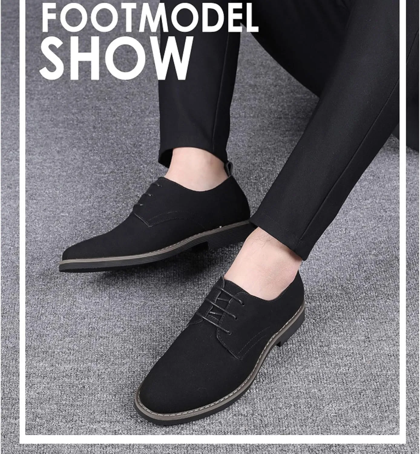 Men's Oxford Dress Shoes Classic Lace Up Casual Suede Leather Low-Top British Business Breathable Formal