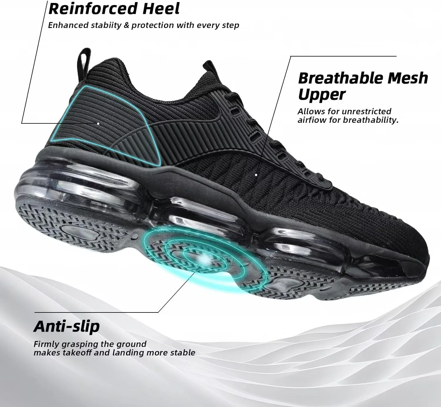 Mens Running Shoes Air Low Top Comfort Walking Lace Up Sneakers Breathable Fashion Tennis Sport Gym Fitness Cross Trainers