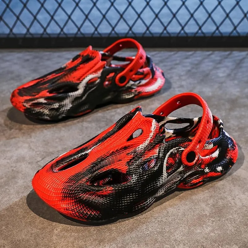 Men's sandals and slippers, fashionable hollow out beach shoes, lightweight and breathable non slip casual slippers