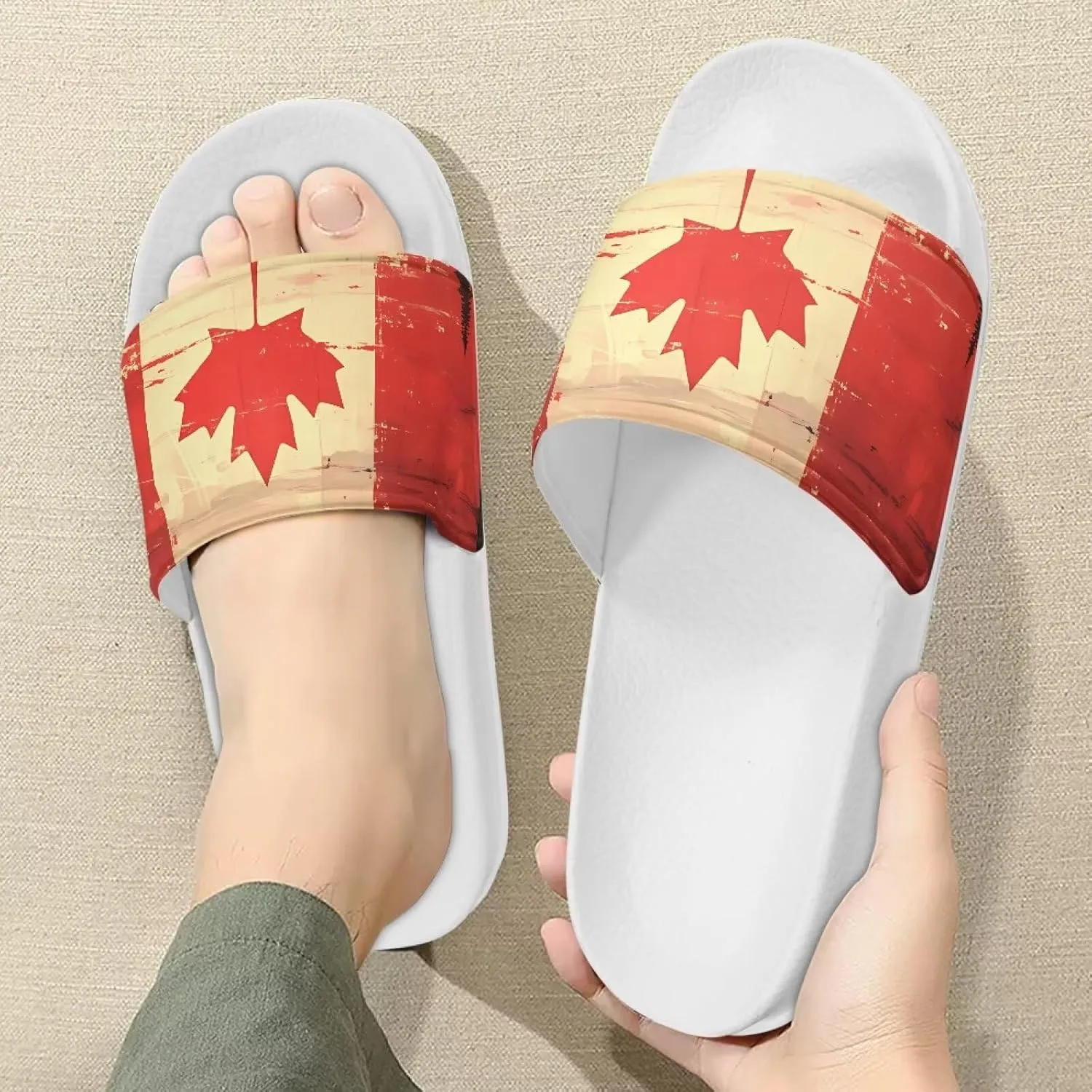 Men’s Slides Breathable Comfort Cushioned Slid-On Beach Pool Sandal Slippers Size 5-14 White Sole