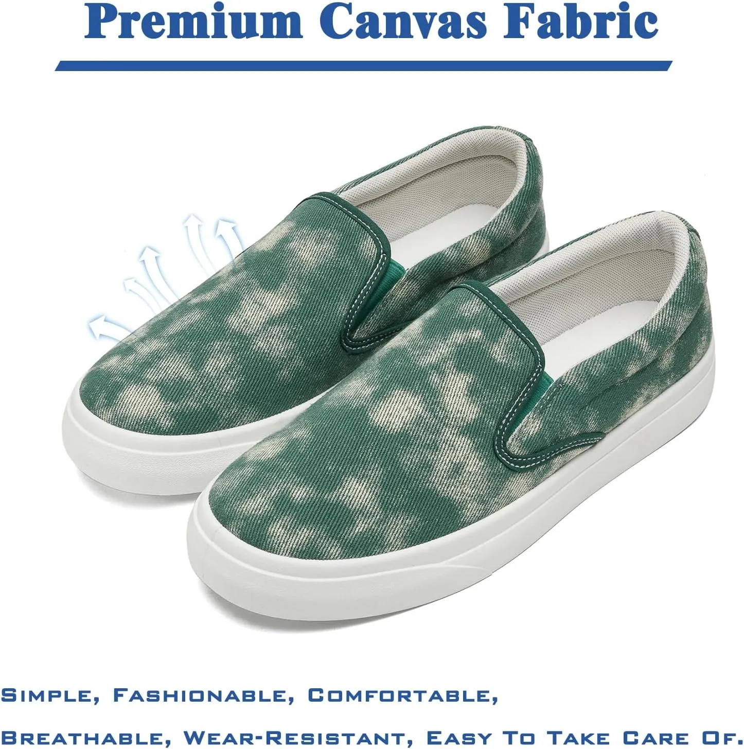 Men's Slip On Loafers Classic Canvas Shoes Casual Comfortable Flat Leisure Vintage Breathable Lightweight Dress Walking Sneakers