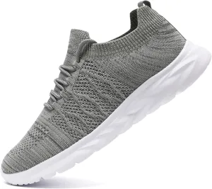 Mens Slip On Running Sneakers Walking Trainers Athletic Gym Fitness Sport Shoes Non Slip Breathable Mesh Workout Fashion Breathable Comfortable