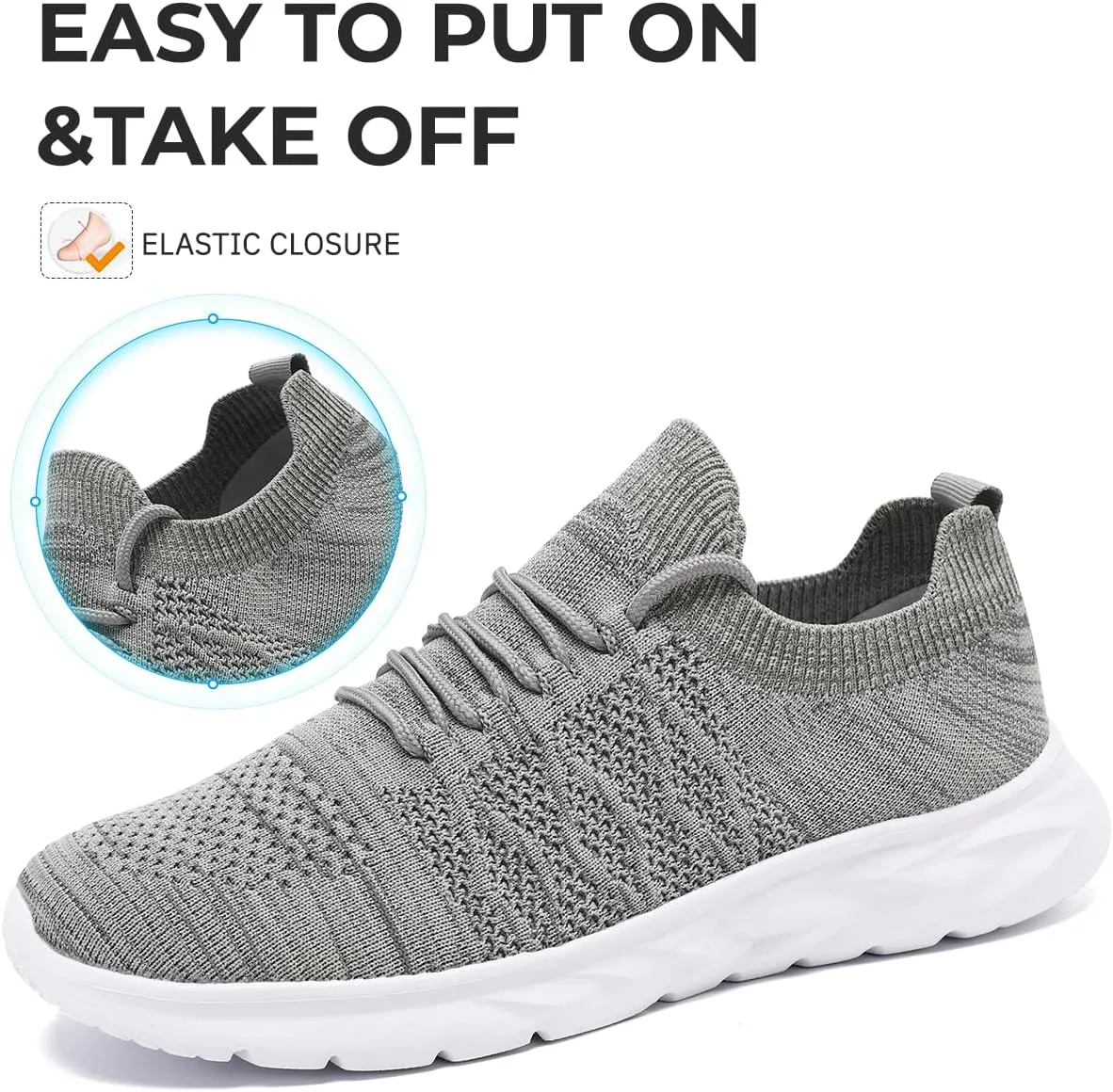 Mens Slip On Running Sneakers Walking Trainers Athletic Gym Fitness Sport Shoes Non Slip Breathable Mesh Workout Fashion Breathable Comfortable