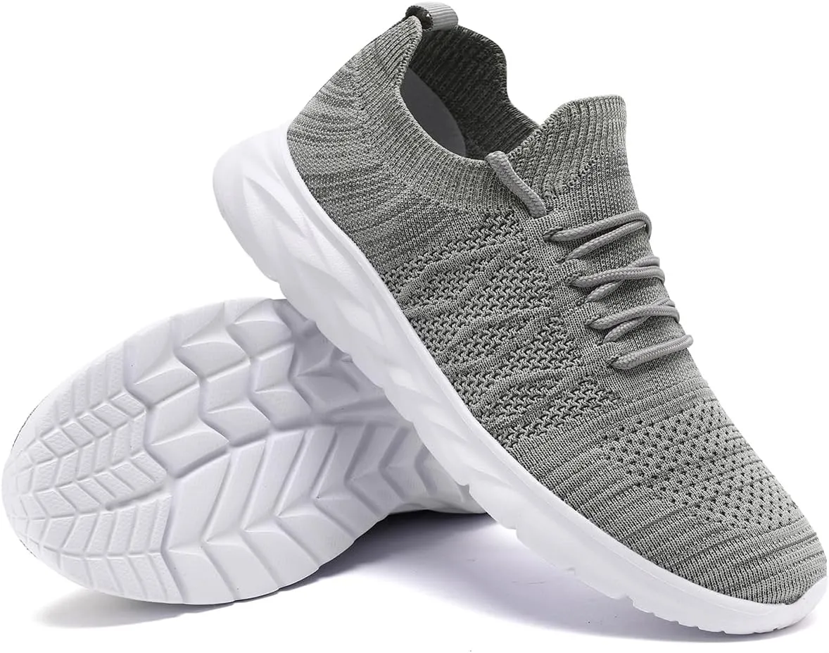 Mens Slip On Running Sneakers Walking Trainers Athletic Gym Fitness Sport Shoes Non Slip Breathable Mesh Workout Fashion Breathable Comfortable