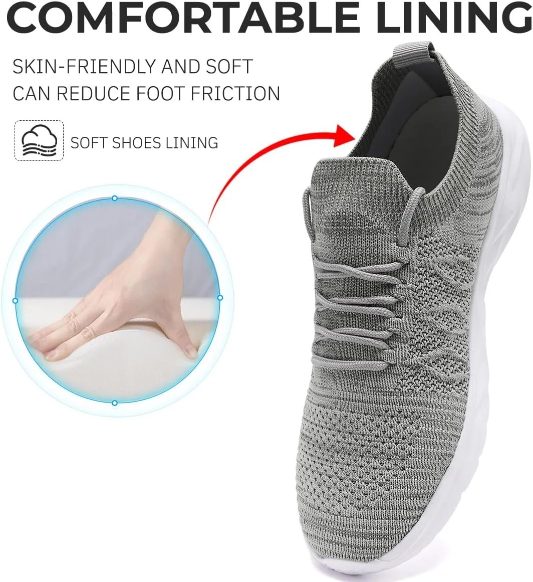 Mens Slip On Running Sneakers Walking Trainers Athletic Gym Fitness Sport Shoes Non Slip Breathable Mesh Workout Fashion Breathable Comfortable