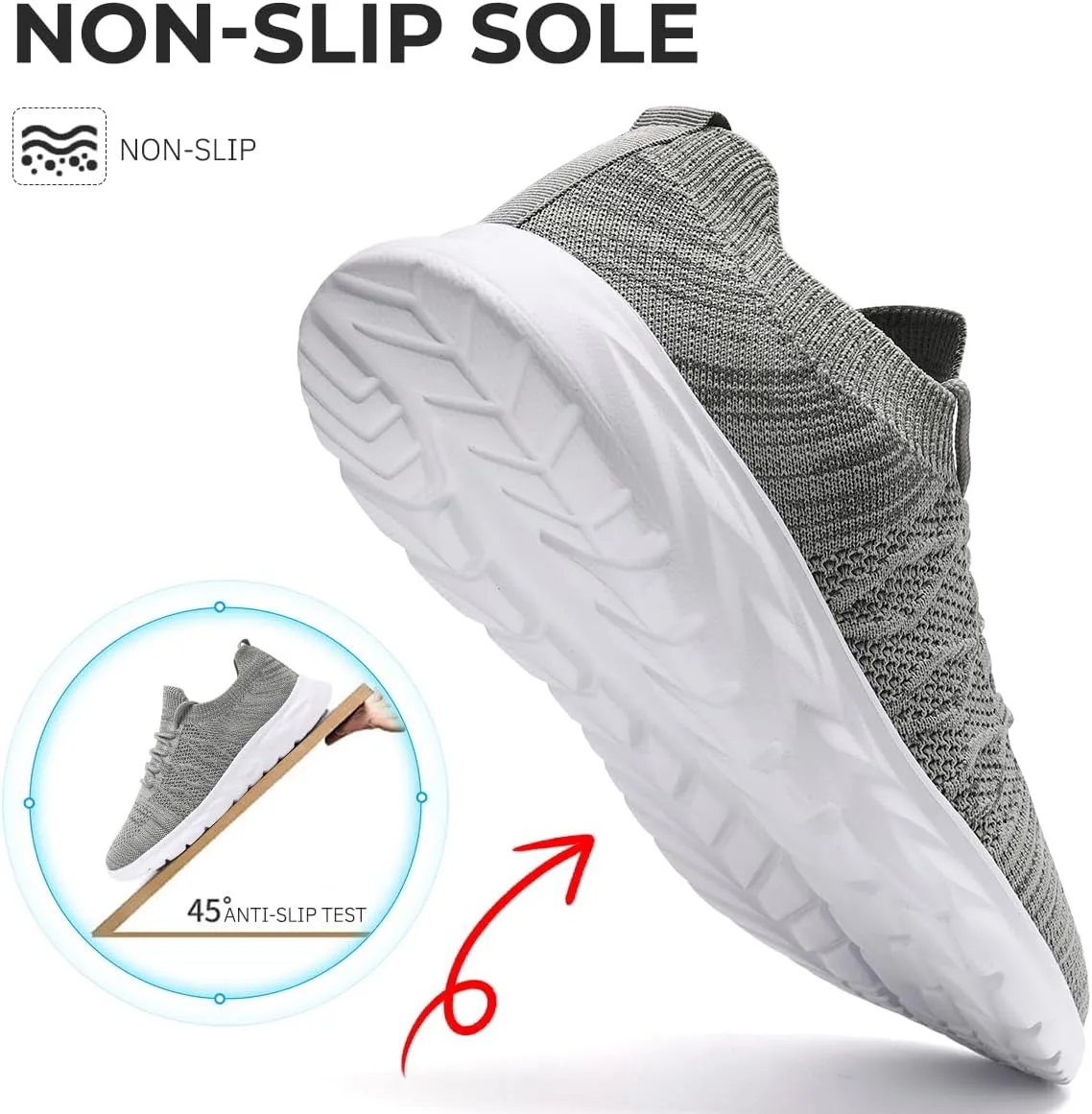Mens Slip On Running Sneakers Walking Trainers Athletic Gym Fitness Sport Shoes Non Slip Breathable Mesh Workout Fashion Breathable Comfortable